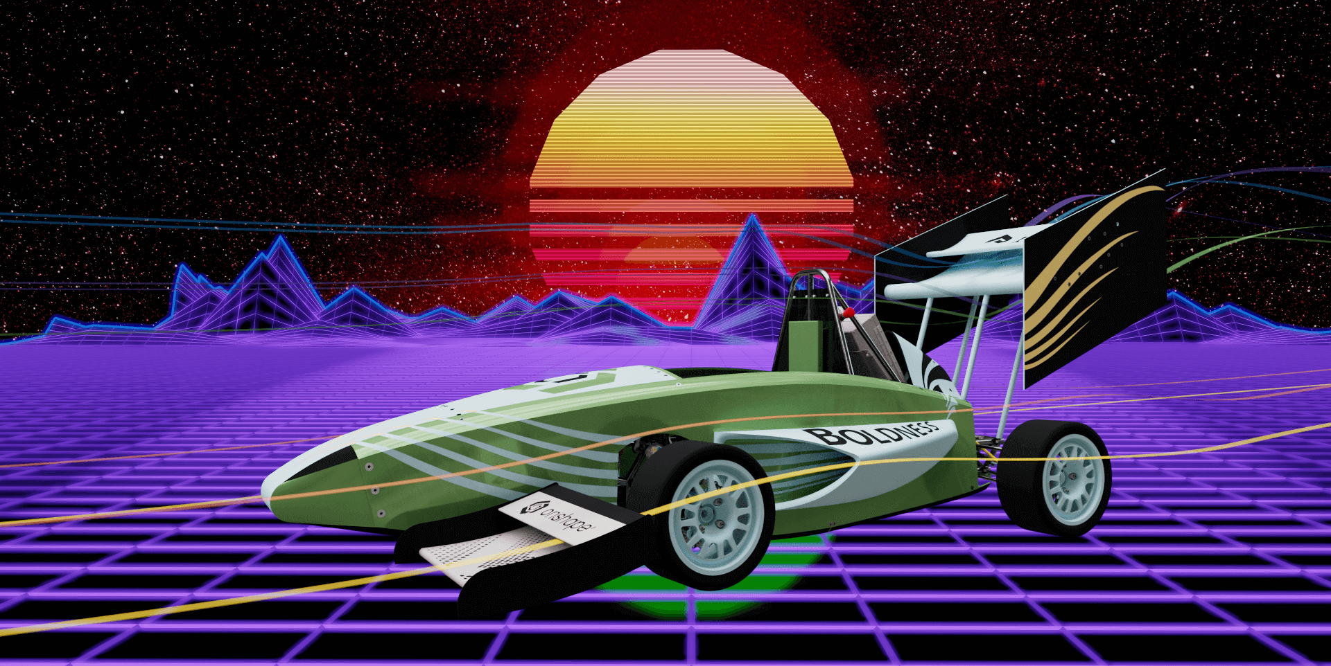 A very vaporwave imagining of the FSAE car