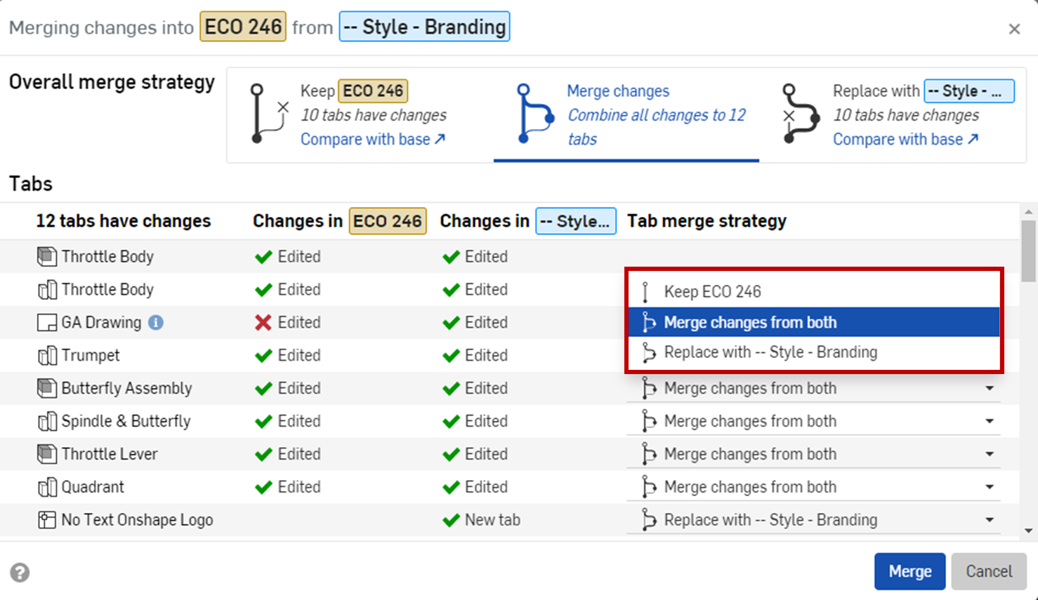 overall merge strategy options