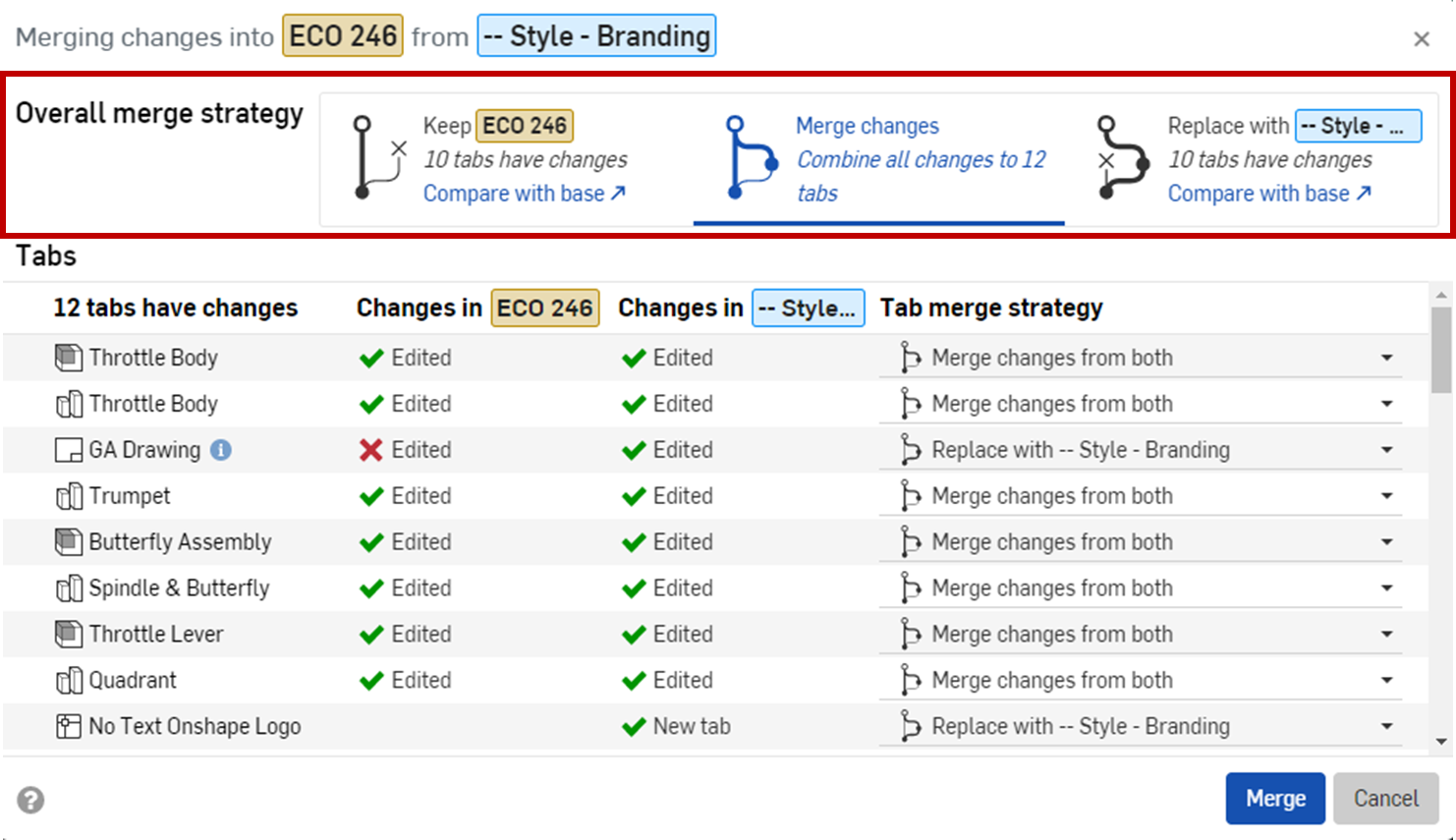 Merge Strategy Setting