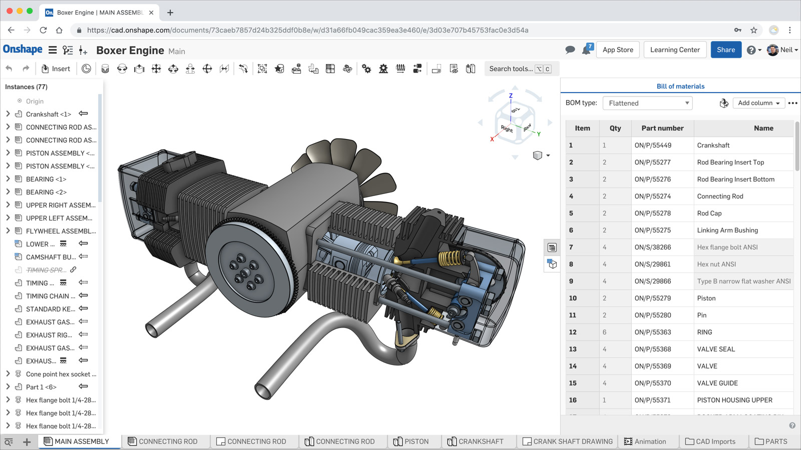 Bill of Materials within Onshape the product development platform.