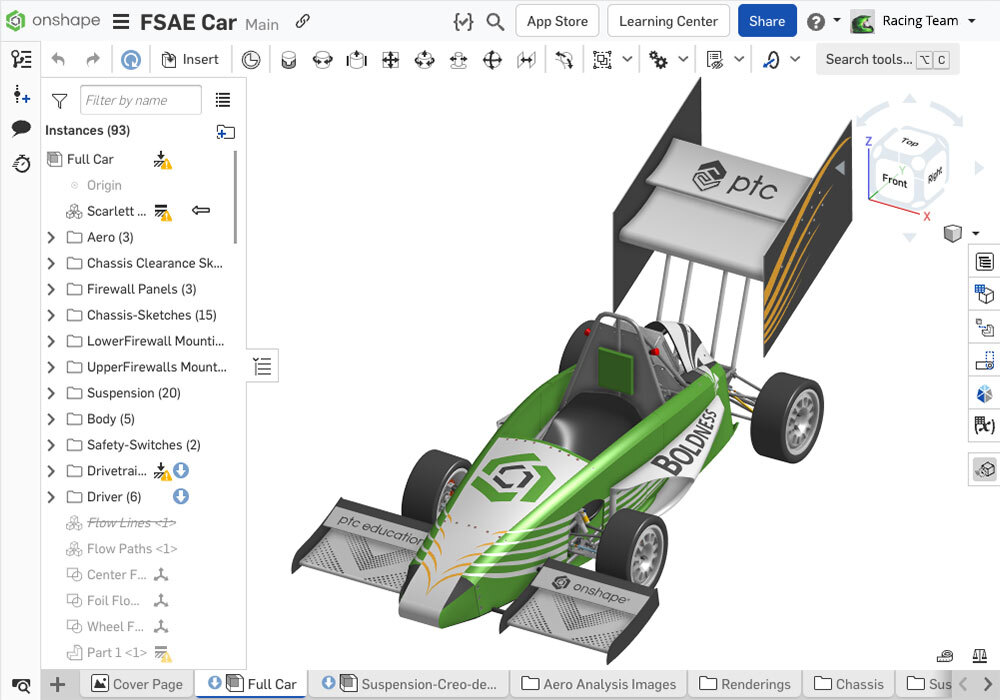 FSAE Model Car Built using Onshape