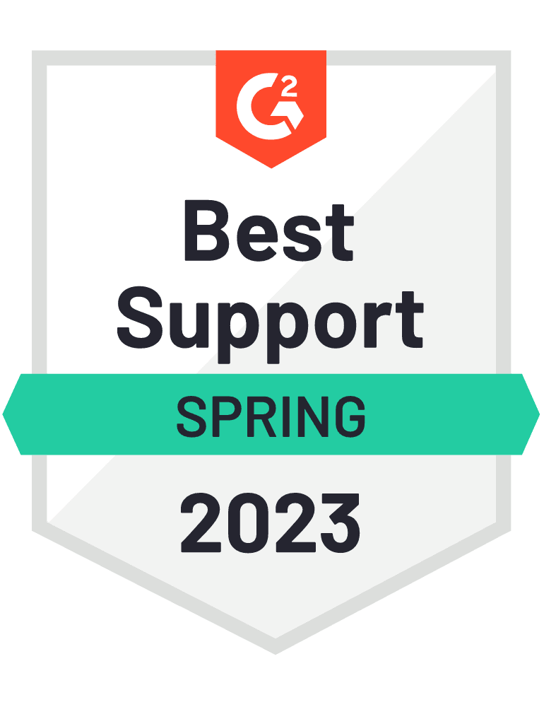 G2 Best Support Badge for Spring 2023