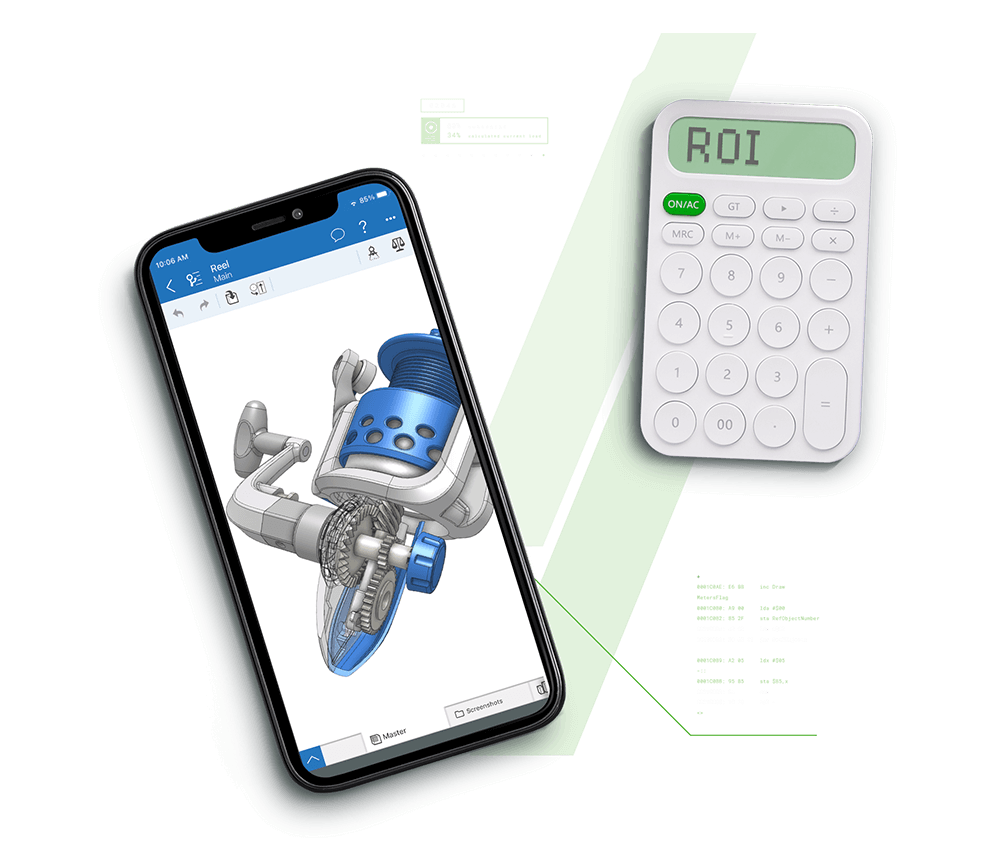 Onshape on a cell phone next to a calculator